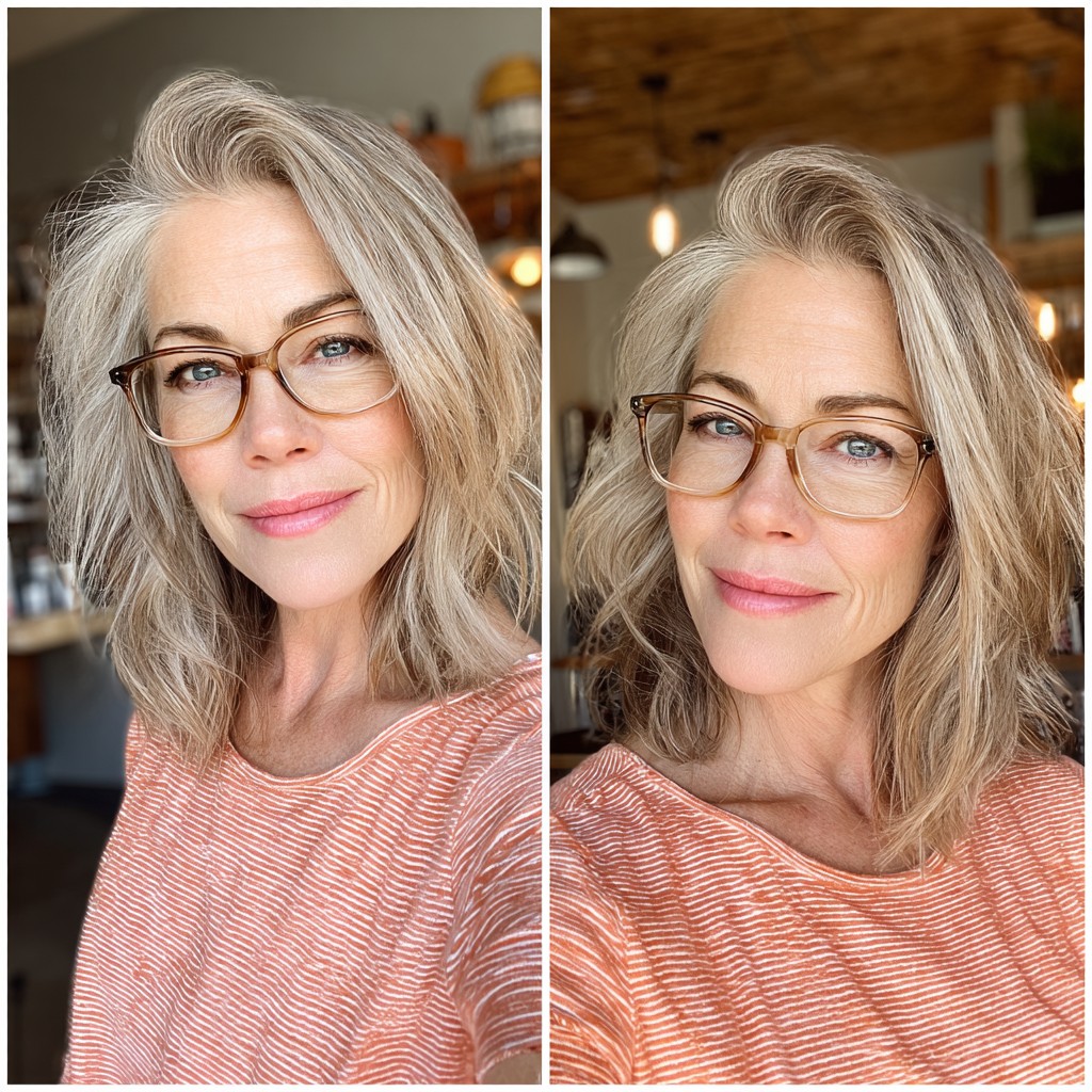 Softly Tousled Shaggy Lob with Dimension