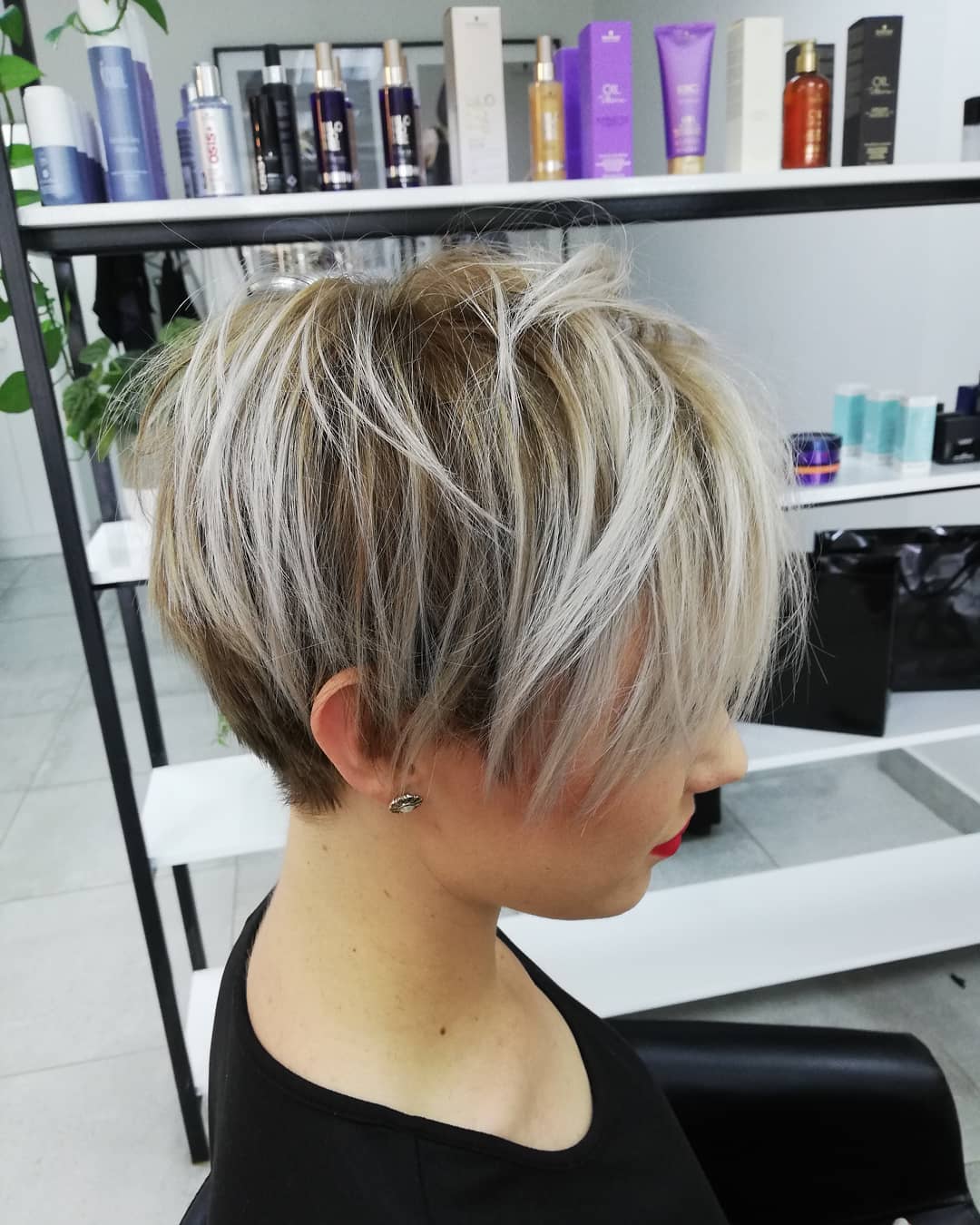 Stylish Choppy Long Pixie with Frosted Ends