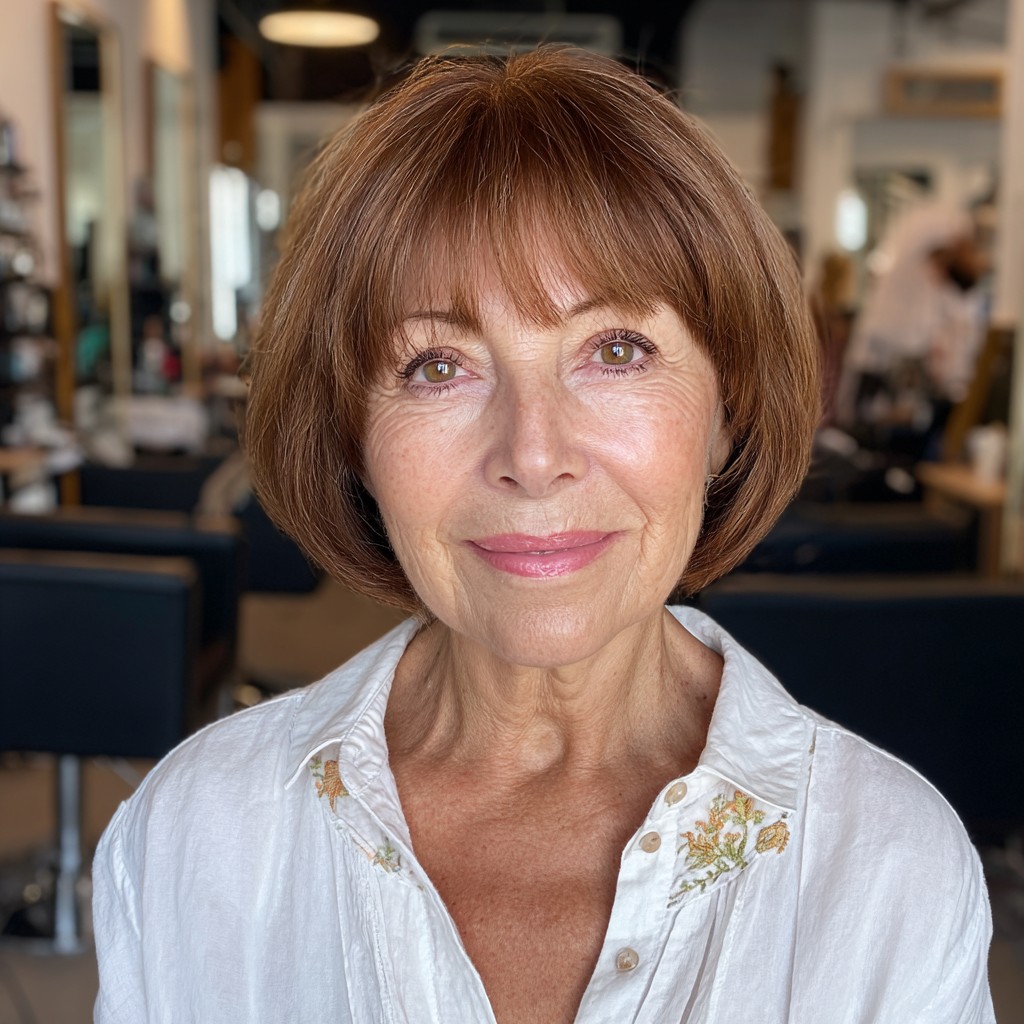 Stylish Rounded Bob with Feminine Bangs