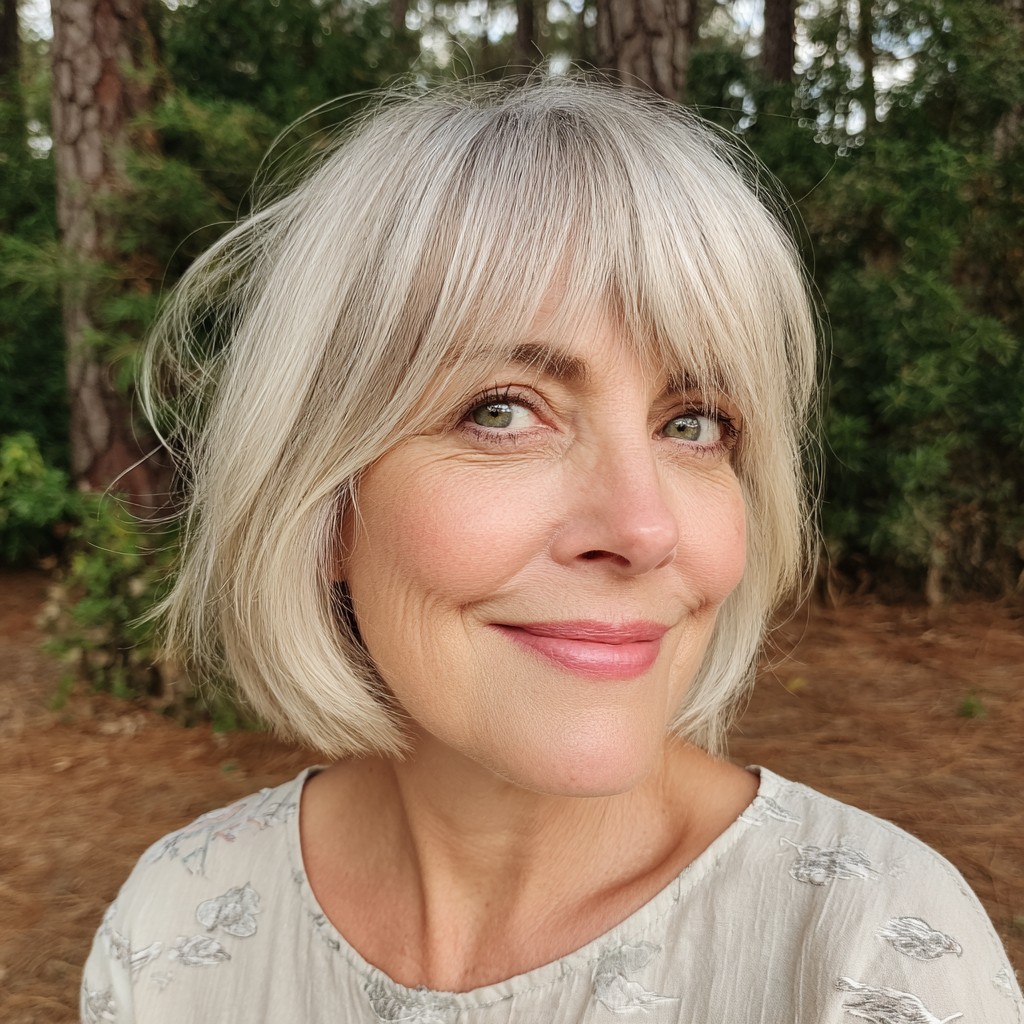 Stylish Soft Blonde Bob with Wispy Bangs