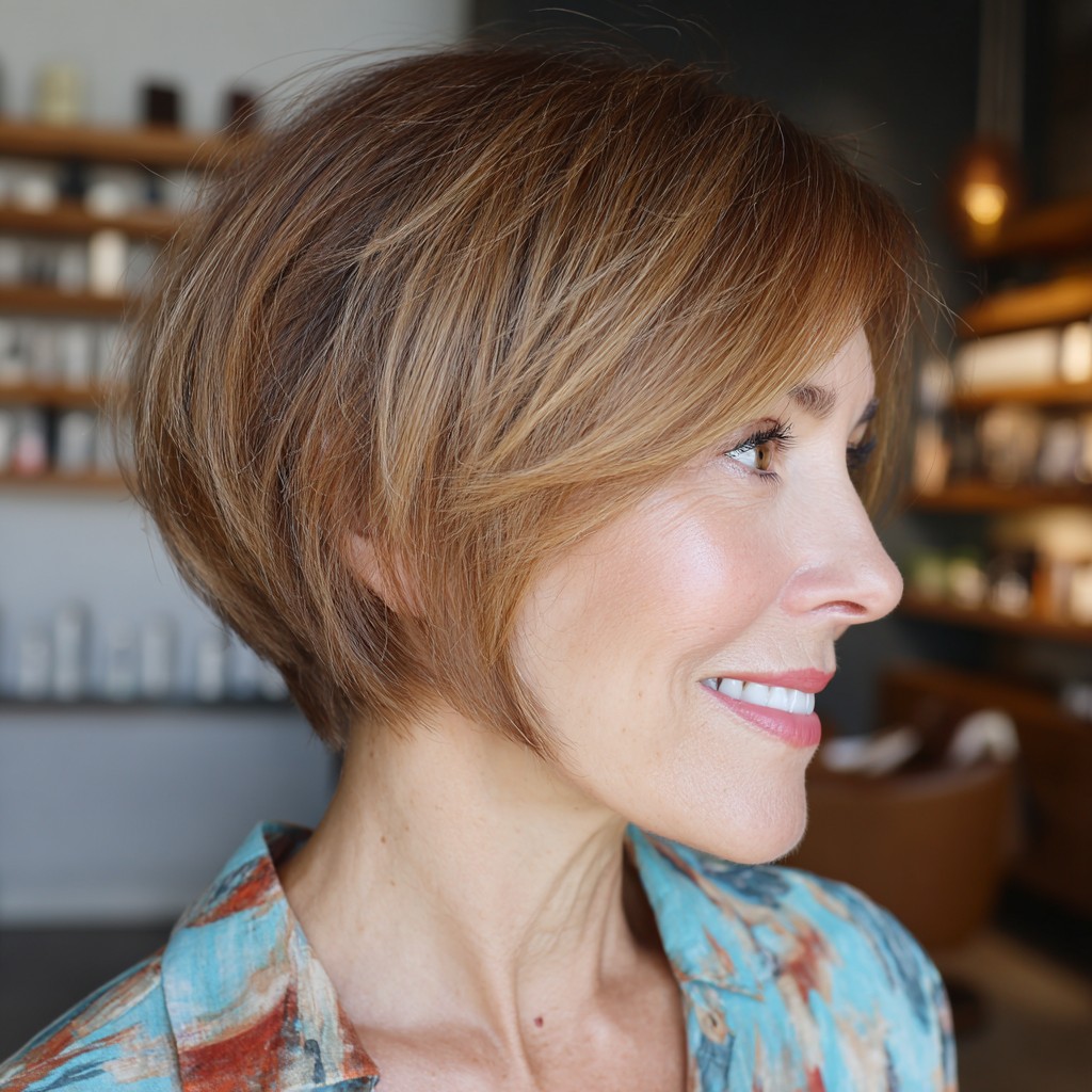 Stylish Textured Pixie Bob with Warm Highlights