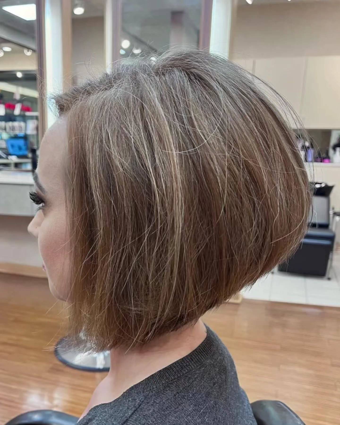 Textured A-Line Bob with Soft Highlights