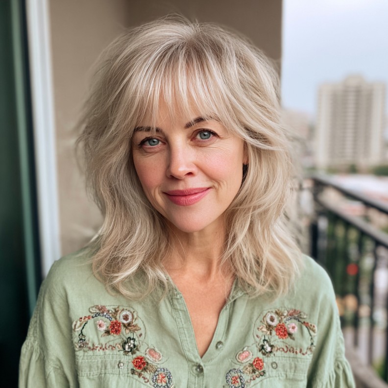 Textured Blunt Shag with Soft Bangs