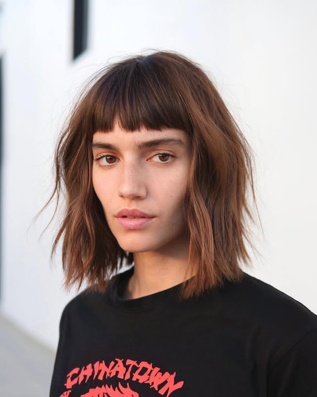 Textured Bob with Blunt Bangs