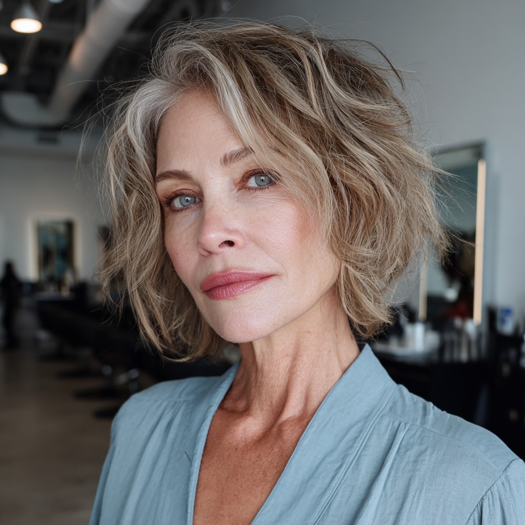 Textured Bob with Soft Waves and Subtle Highlights