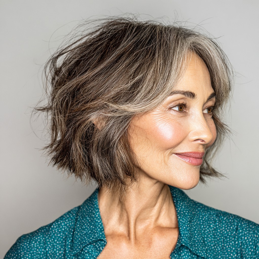 Textured Chin-Length Bob with Subtle Highlights