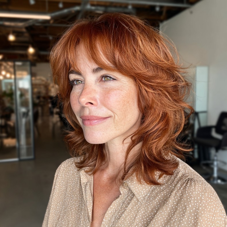 Textured Copper Layers with Soft Bangs