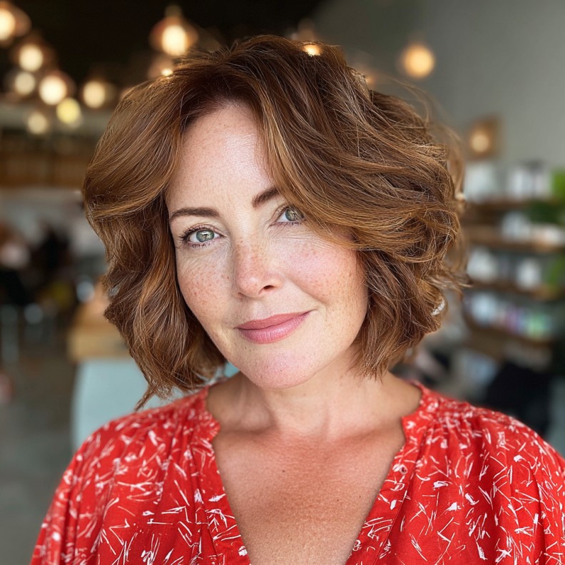 Textured Copper Shag with Soft Waves