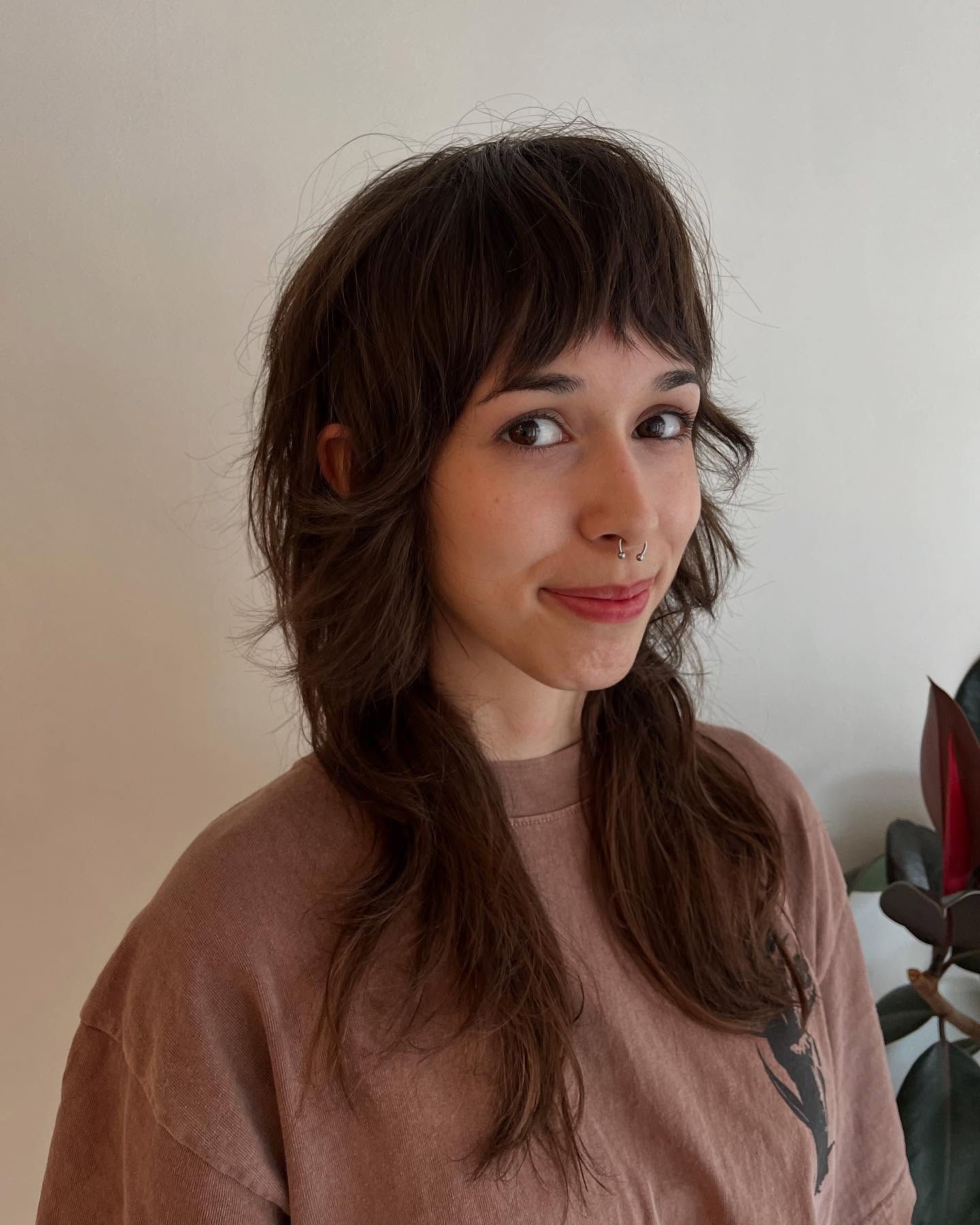 Textured Cropped Wolf Cut with Soft Layered Bangs