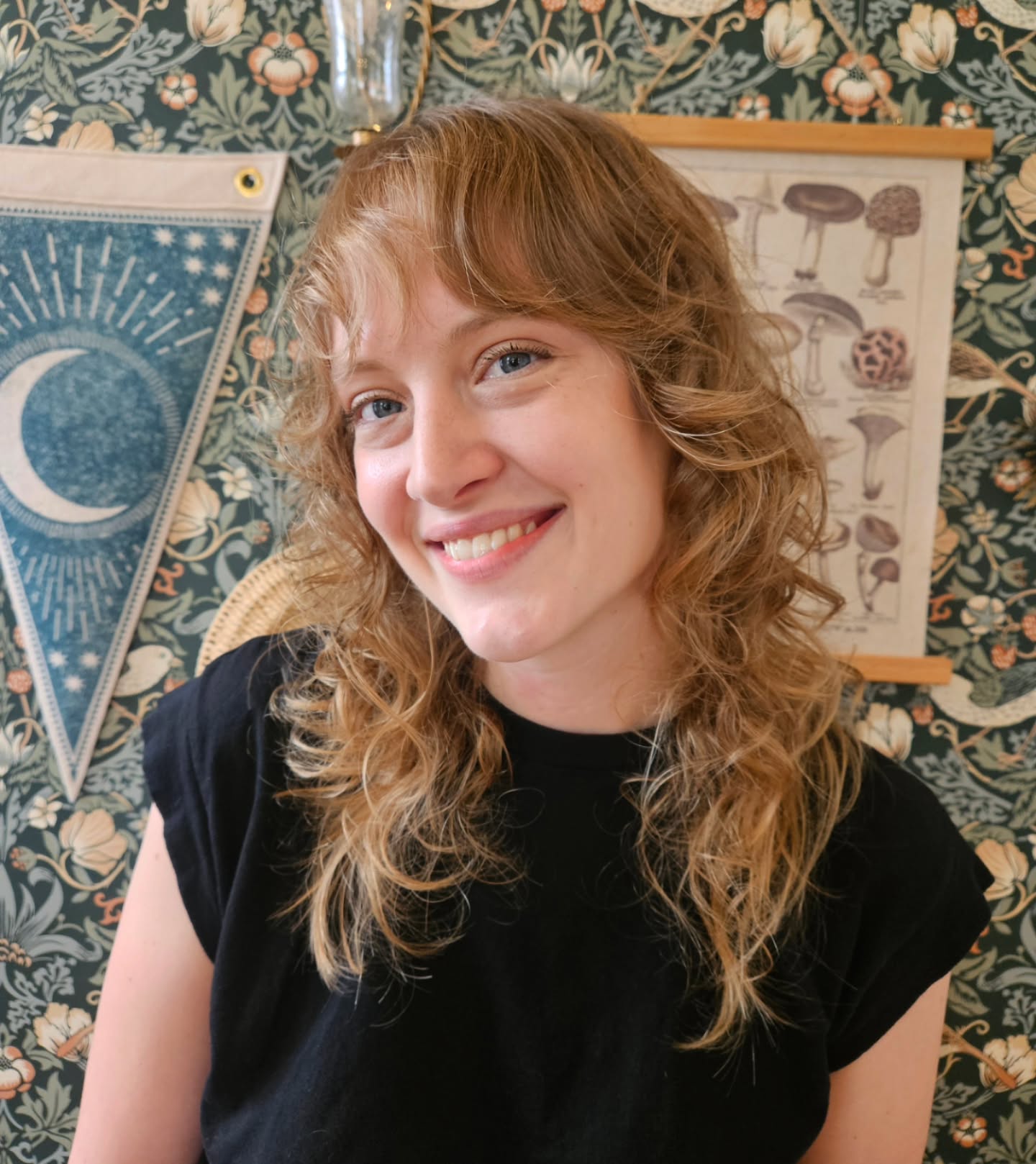 Textured Curly Layers with Front Bangs