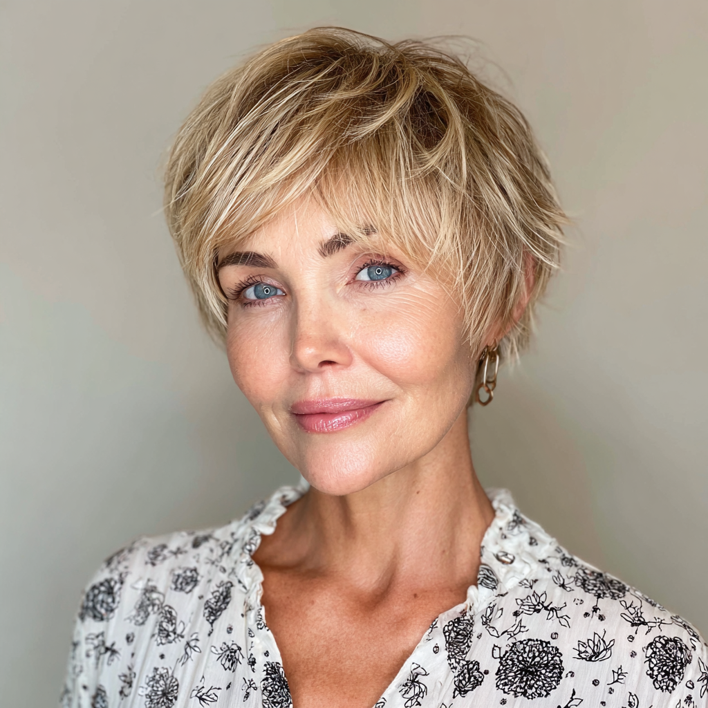 Textured Golden Pixie Cut with Soft Layers