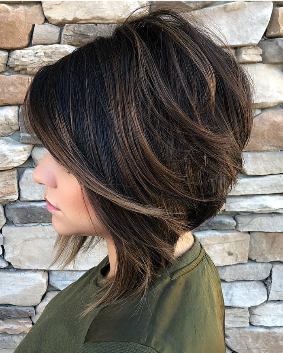 Textured Graduated Bob with Warm Highlights
