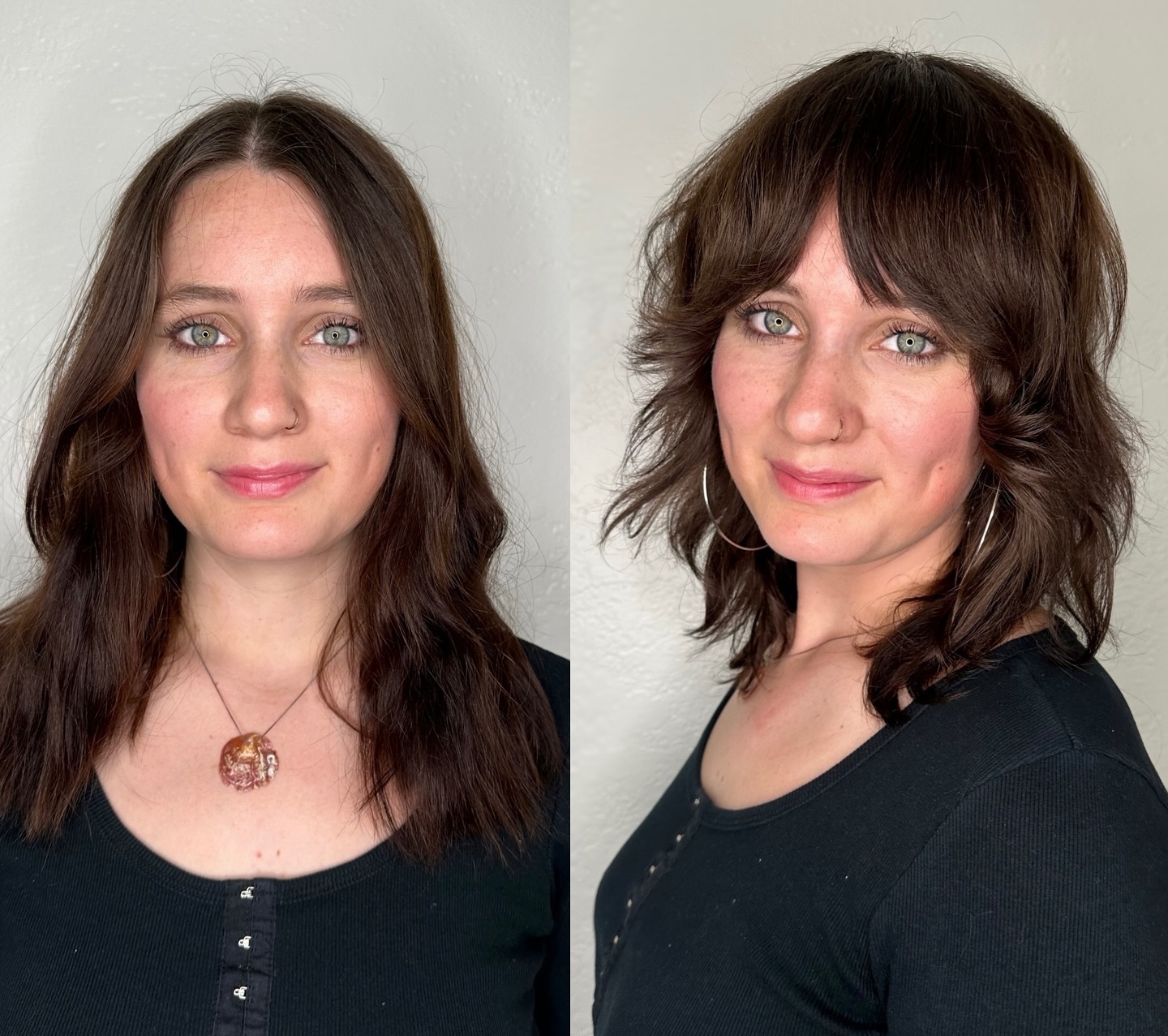 Textured Layered Cut with Soft Shaggy Bangs