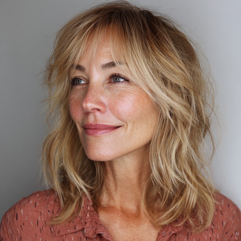 Textured Layered Shag with Soft Fringe