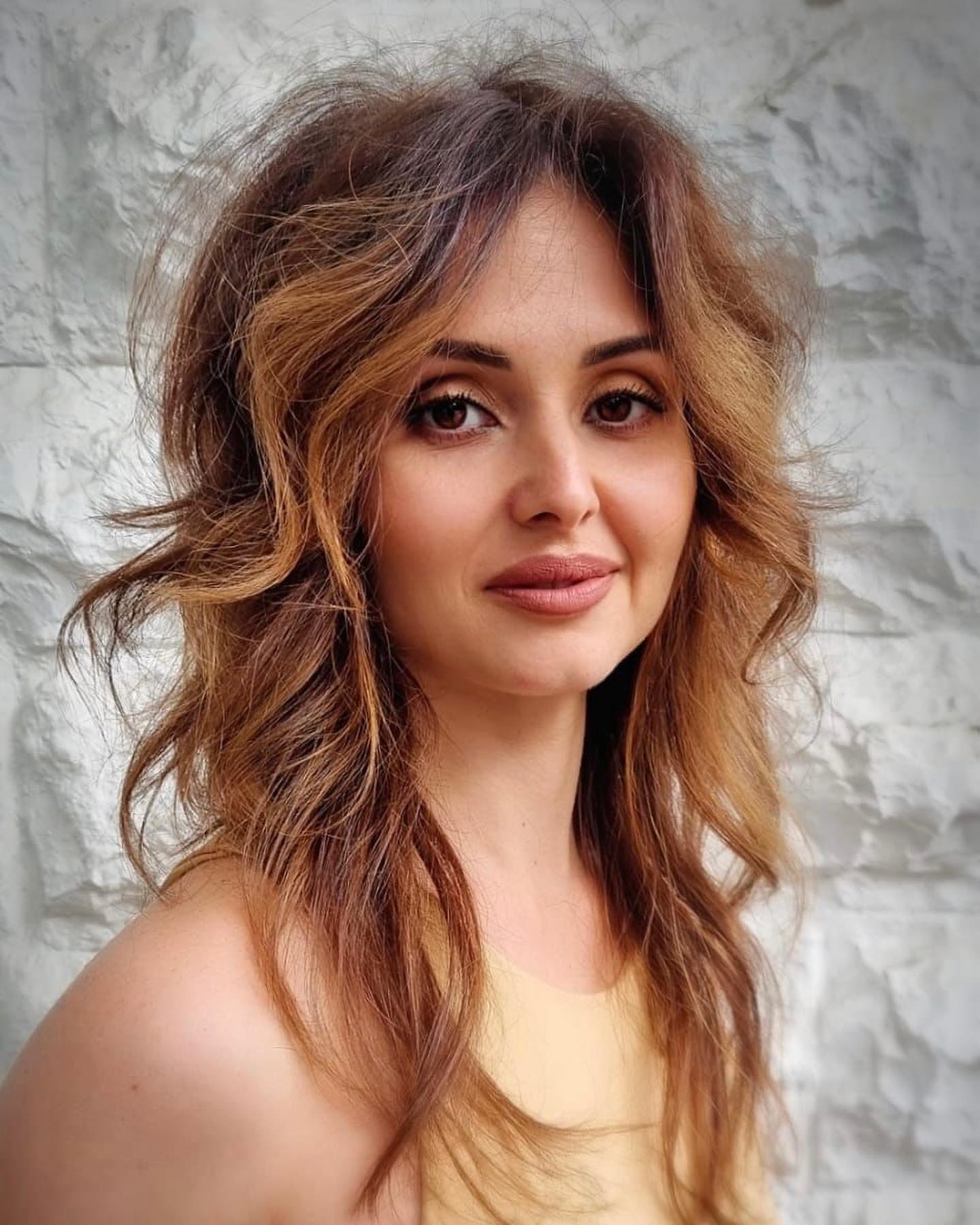 Textured Layered Wolf Cut with Warm Highlights