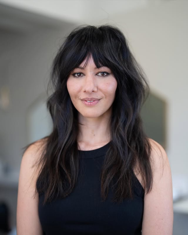 Textured Long Layers with Face-Framing Bangs