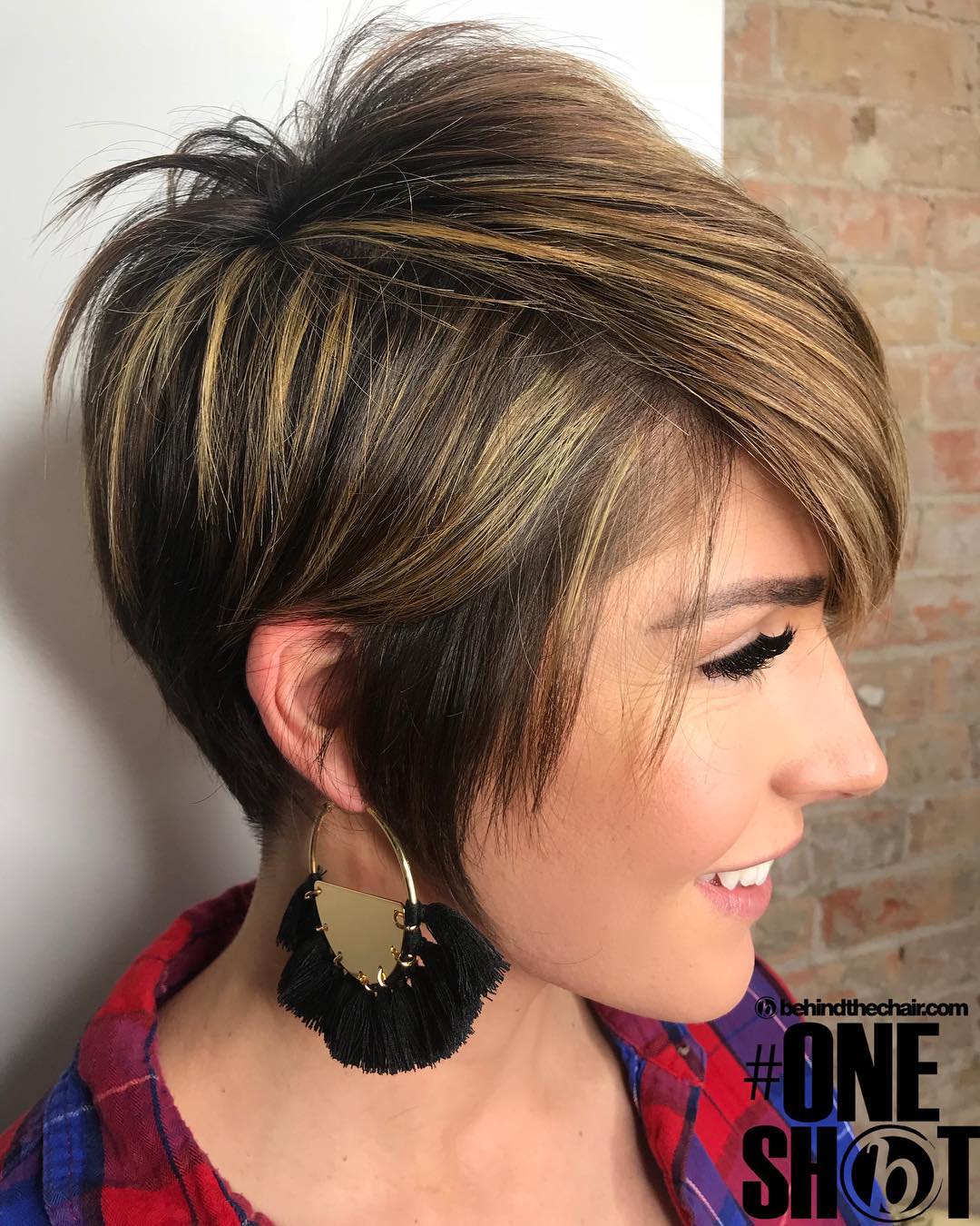 Textured Long Pixie Cut with Subtle Highlights