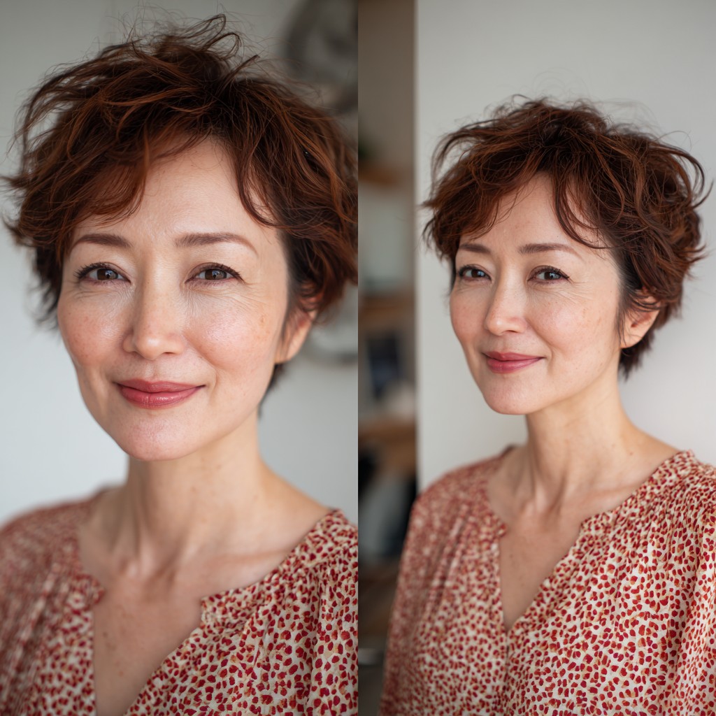 Textured Messy Pixie Cut with Defined Curls