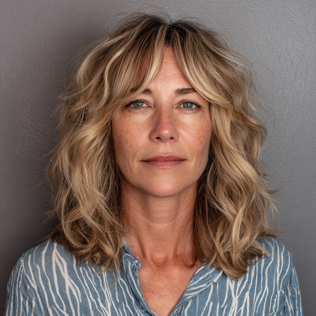 Textured Mid-Length Cut with Face-Enhancing Bangs