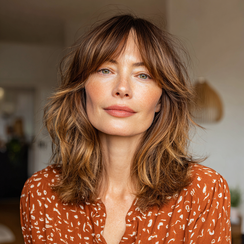Textured Mid-Length Cut with Flattering Bangs