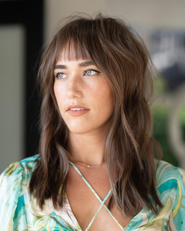 Textured Mid-Length Cut with Soft Curtain Bangs