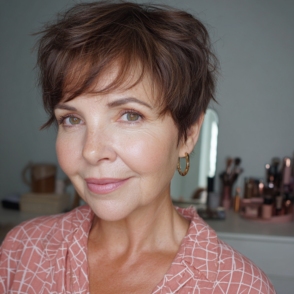 Textured Pixie Cut with Side-Swept Bangs