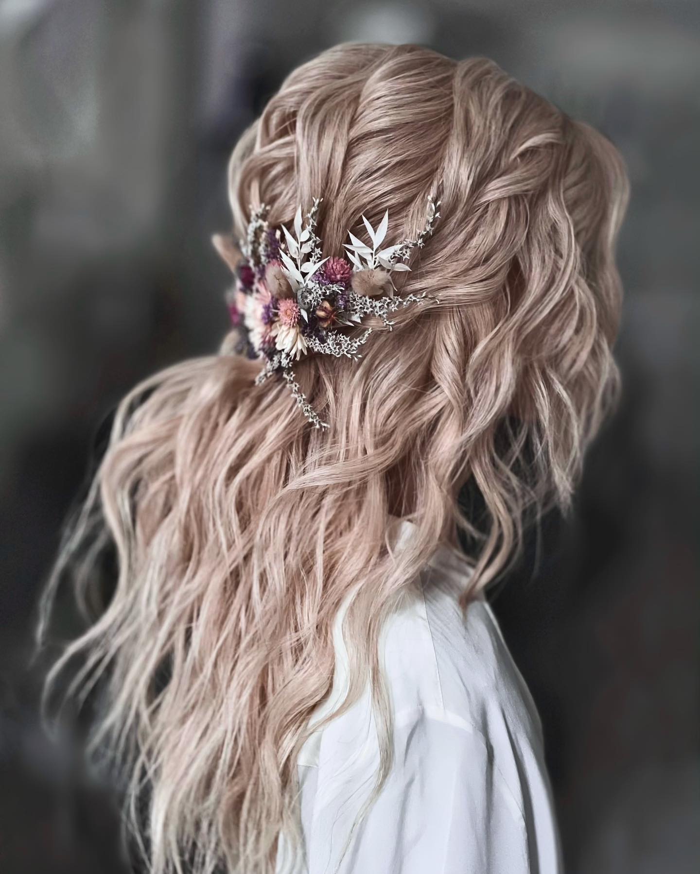Textured Romantic Boho Waves with Floral Detail