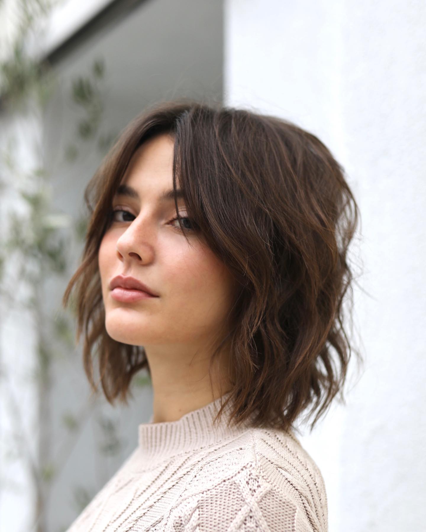 Textured Shaggy Lob with Effortless Waves