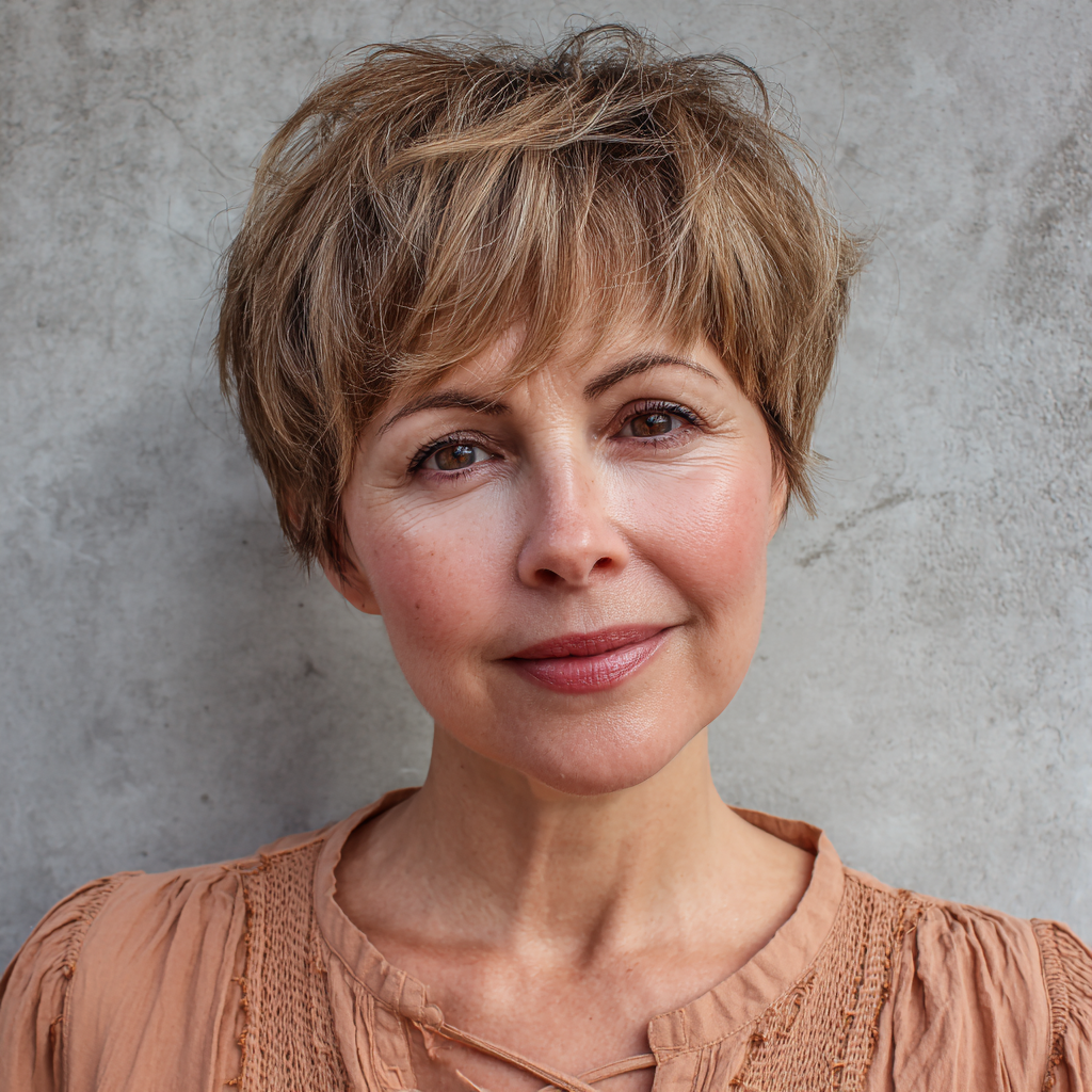 Textured Short Pixie Cut with Soft Bangs