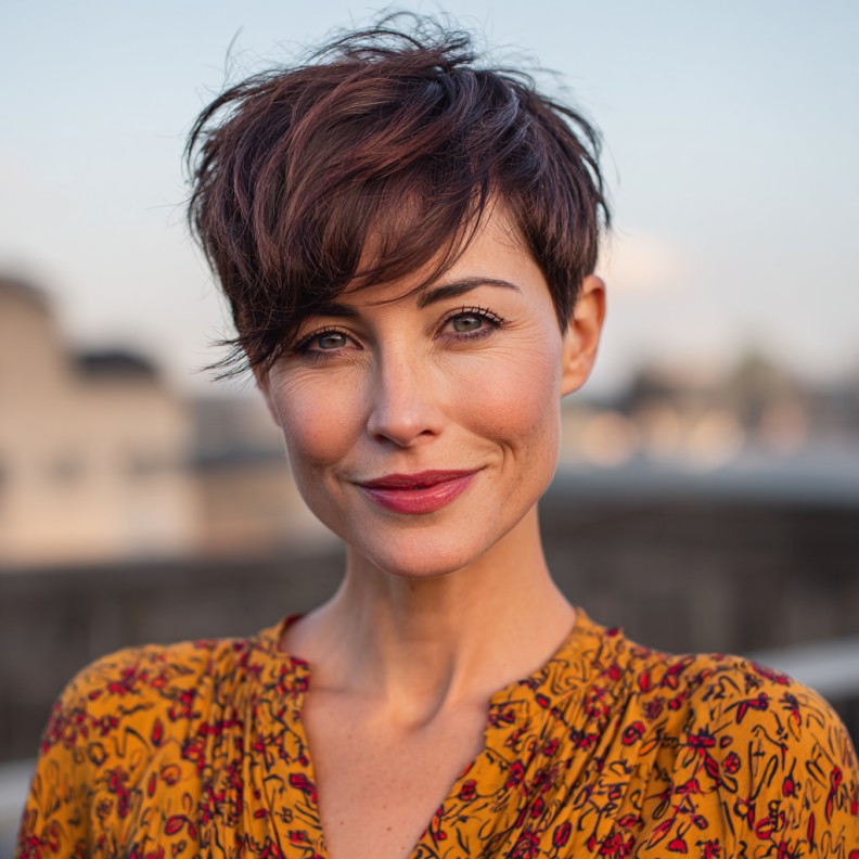 Textured Short Pixie Cut with Subtle Highlights