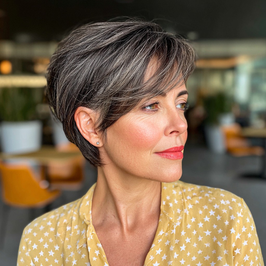 Textured Short Pixie with Silver Highlights