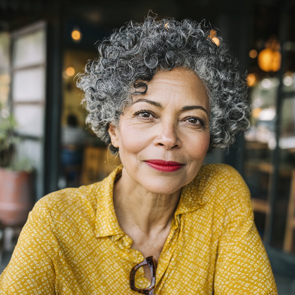 Textured Silver Curls with Soft Volume