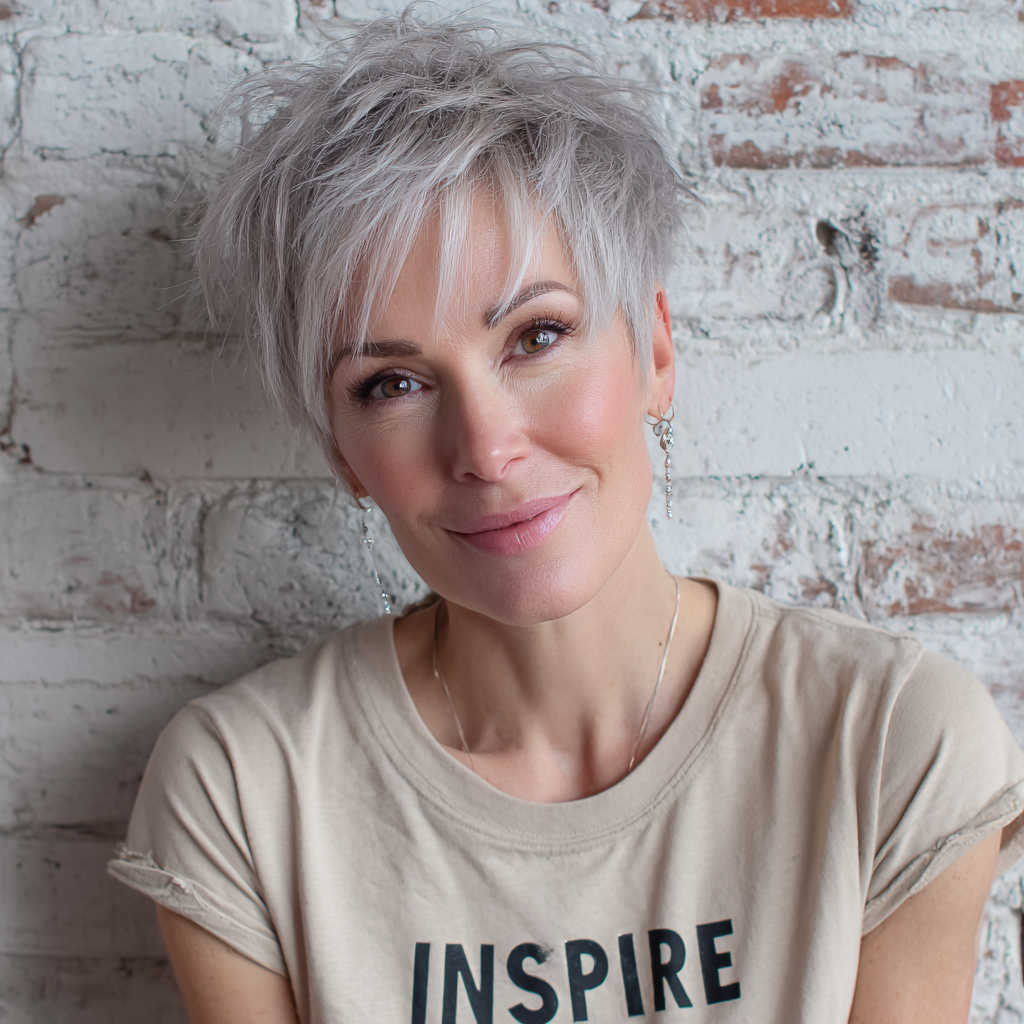 Textured Silver Pixie Cut with Lively Layers