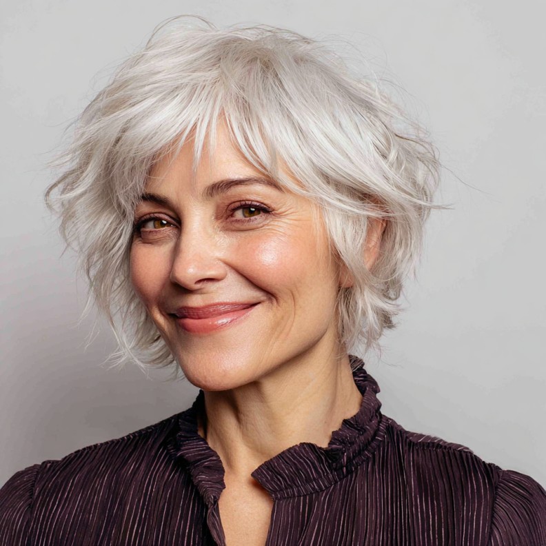 Textured Silver Shag with Defined Layers