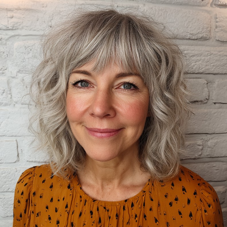 Textured Silver Shag with Playful Curls