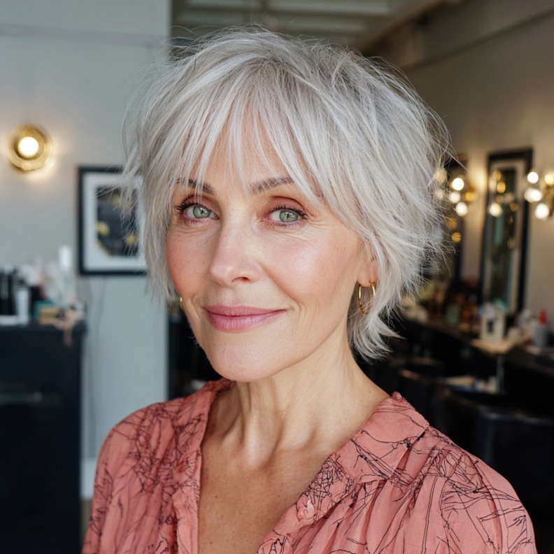 Textured Silver Shag with Soft Layers