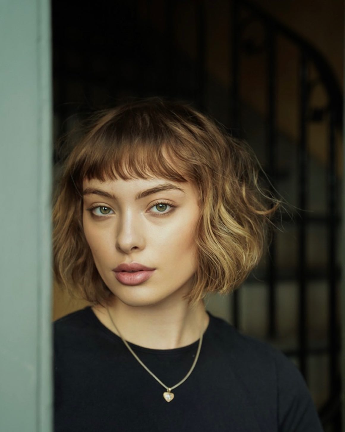 Textured Soft Bangs with Wavy Bob