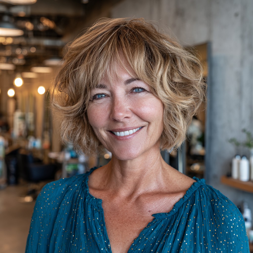 Textured Tousled Bob with Soft Waves