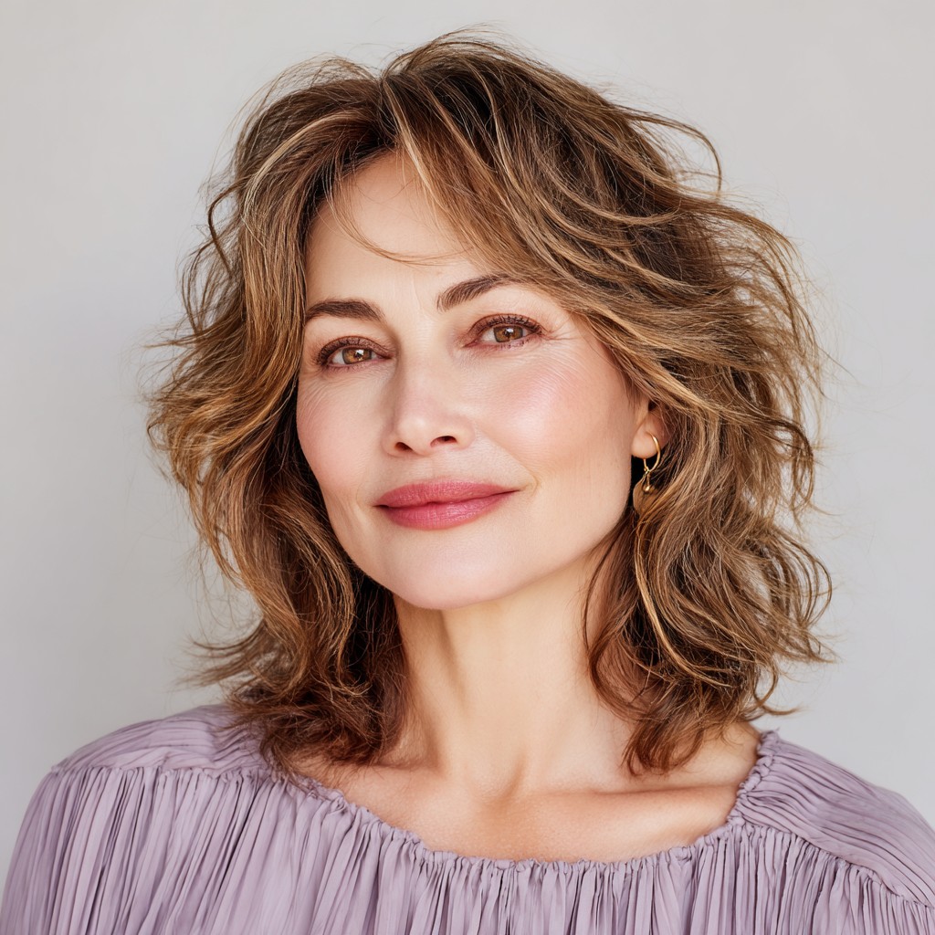 Textured Tousled Mid-Length Hair with Soft Layers