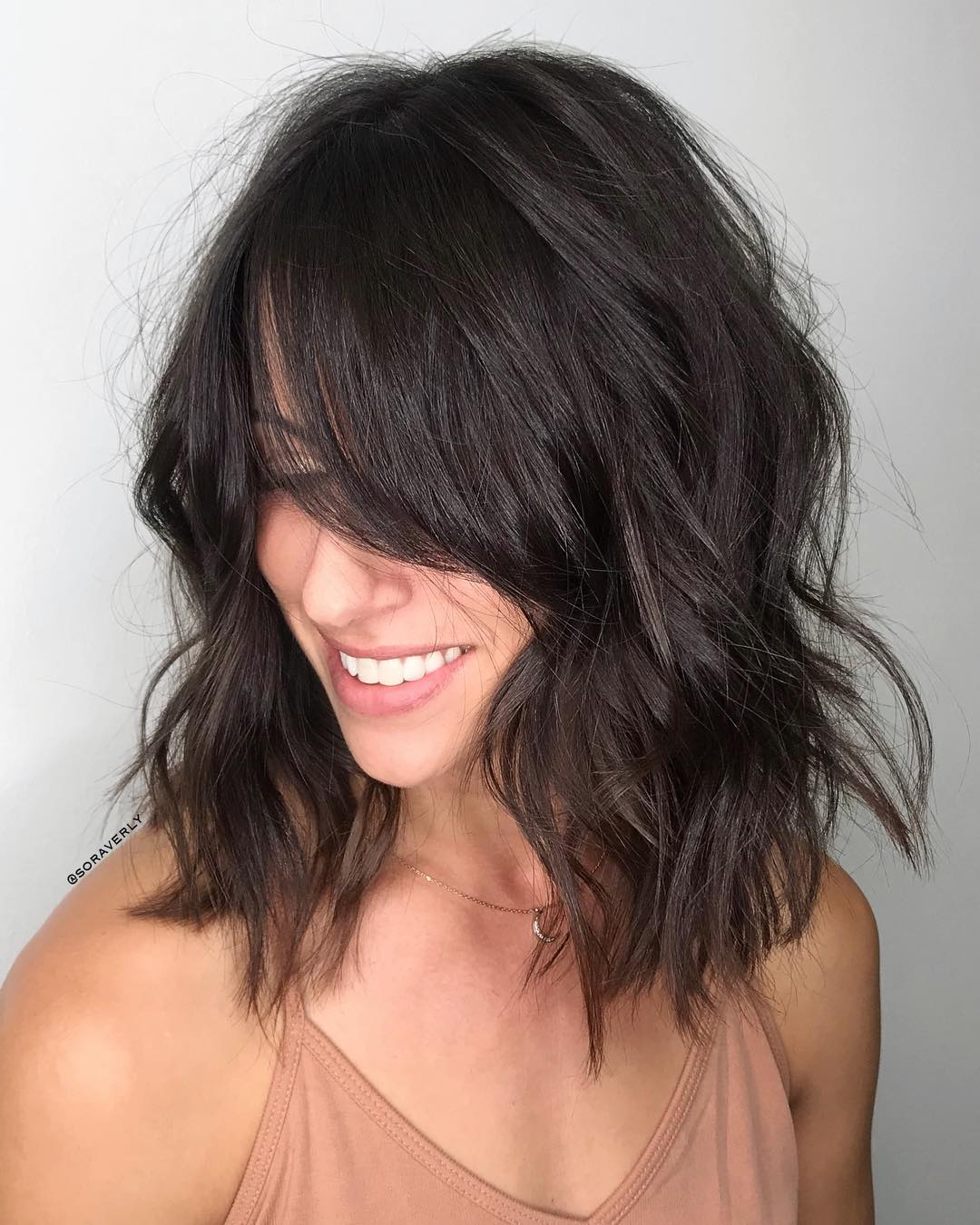 Textured Wavy Lob with Face-Framing Layers