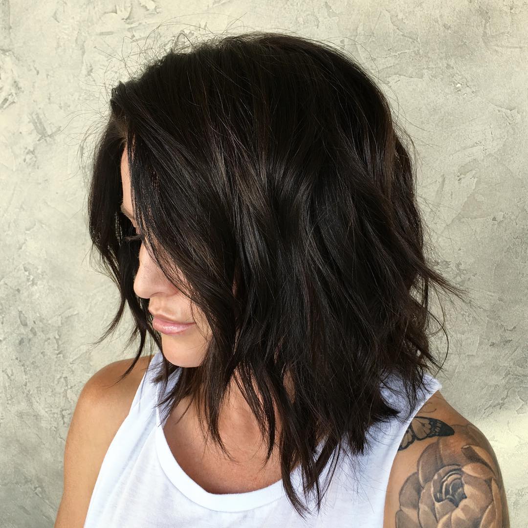 Textured Wavy Lob with Subtle Highlights