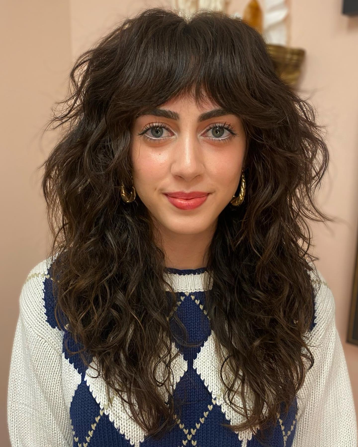 Textured Wavy Shag with Bangs