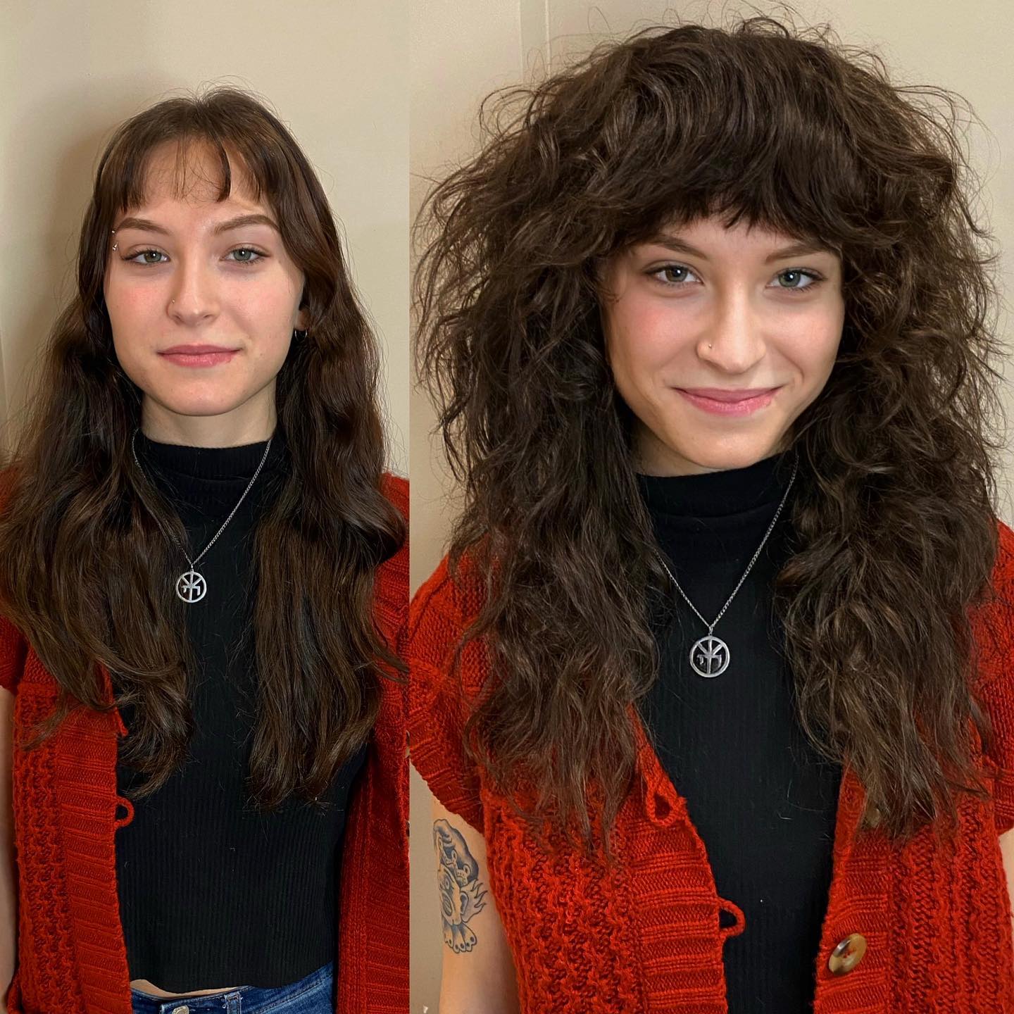 Textured Wavy Shag with Curtain Bangs
