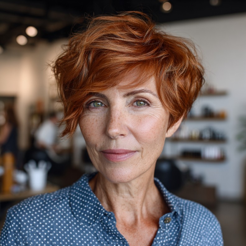 Vibrant Copper Textured Shag with Defined Layers