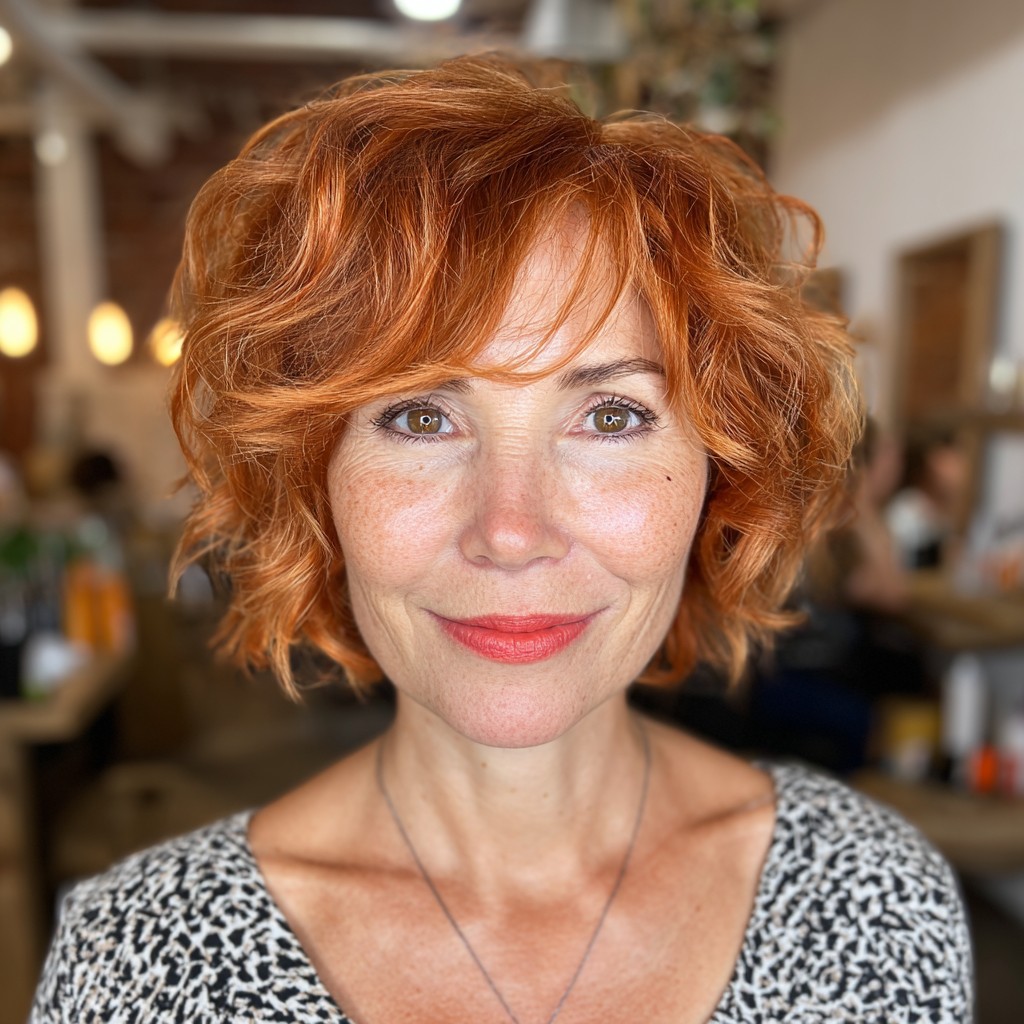 Vibrant Curly Bob with Face-Framing Layers