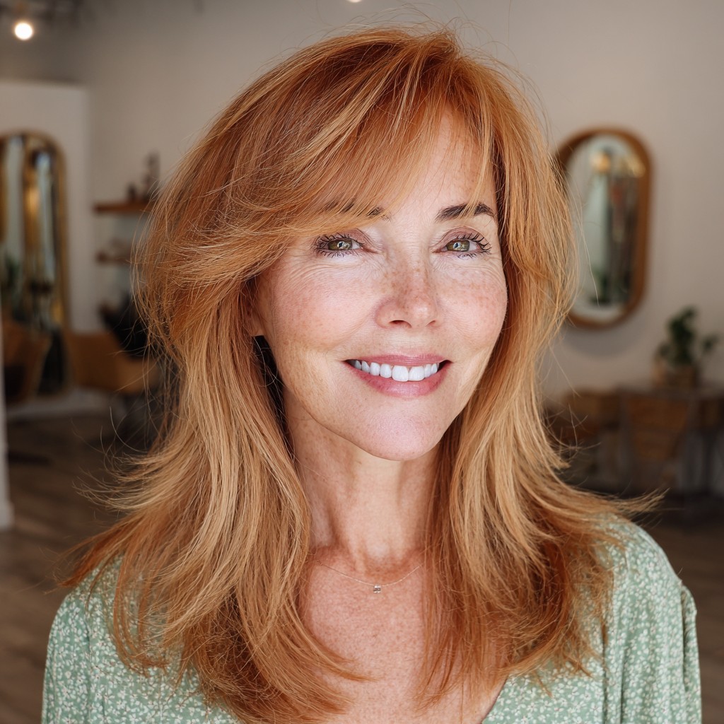 Vibrant Long Layers with Flattering Side Bangs