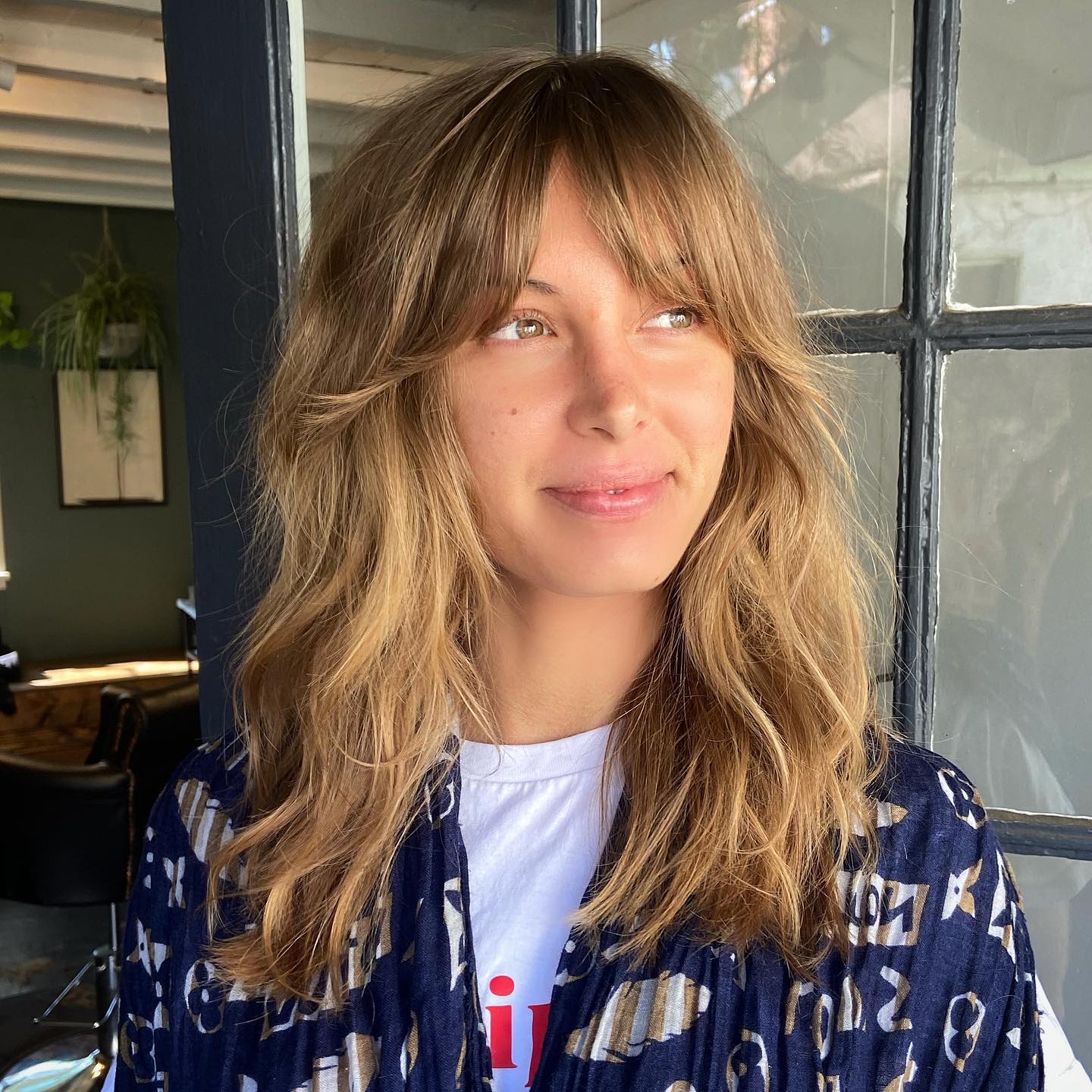Effortlessly Textured Long Bangs with Soft Layers