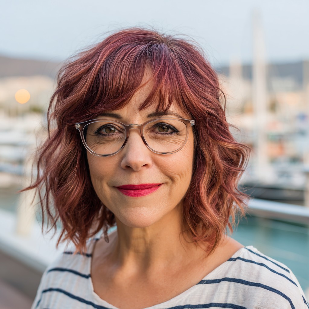 Charming Textured Wavy Cut with Warm Red Undertones