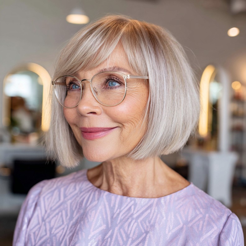 Chic Angled Bob with Subtle Bangs