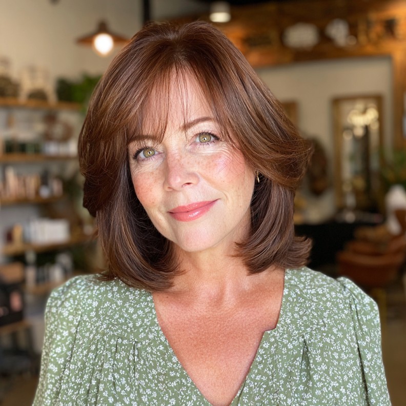 Chic Layered Bob with Soft Angled Bangs